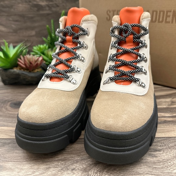 NIB Steve Madden Vermont Leather Platform Hiker Combat Boots 8M - Picture 3 of 11